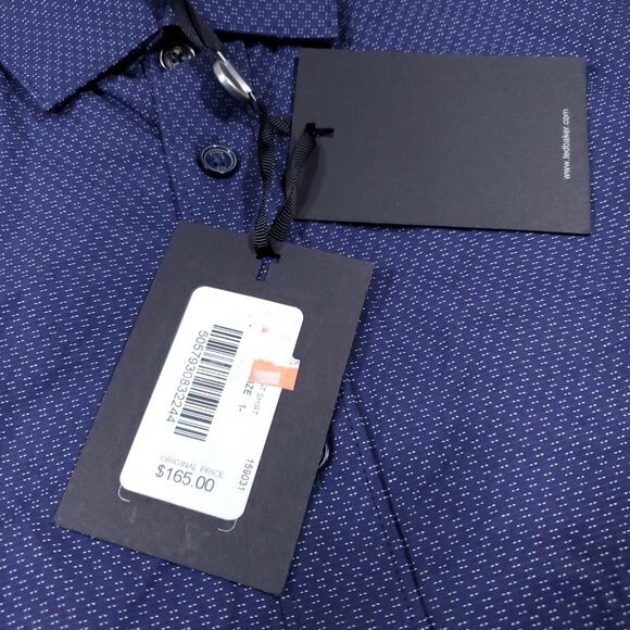 Ted Baker Men's Dobby Geometric Print Shirt Size 1 XS Blue Button Front Dobbie - Picture 10 of 11